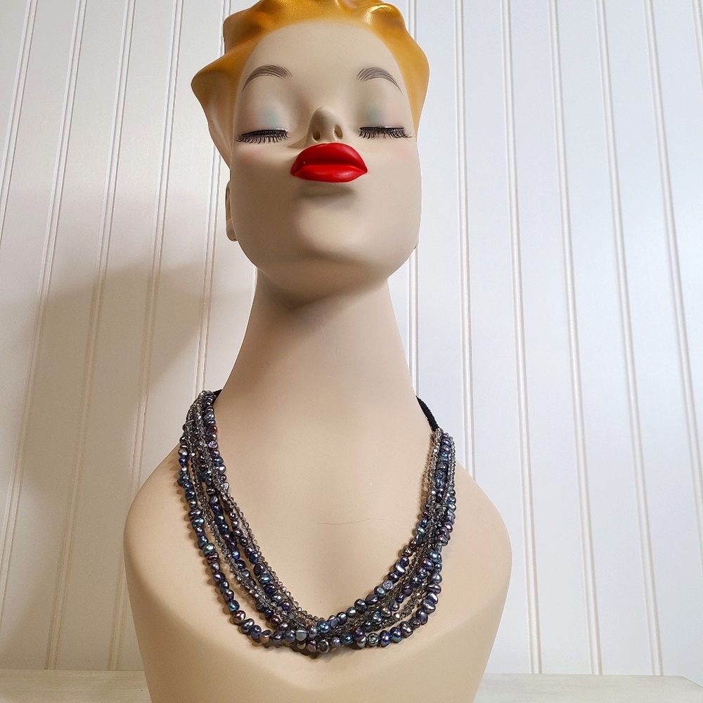 5 Strand Grey Freshwater Pearl Necklace.